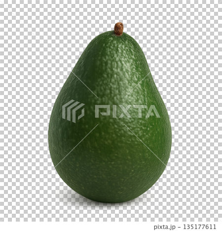 A realistic cut-out illustration of an avocado with a transparent background 135177611