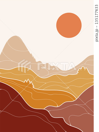 Boho Mountain and Sun Abstract Home Decor Boho Mountain and Sun Abstract Home Decor 135177633