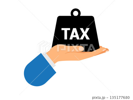 Businessmen are burdened with heavy taxes. Stock Illustration 135177680