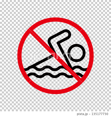 禁止游泳標誌、游泳或禁止游泳圖標 135177730