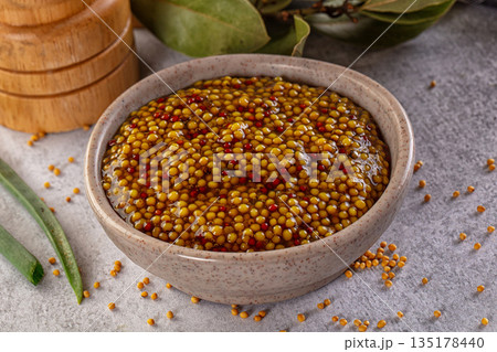 French mustard sauce with seeds 135178440
