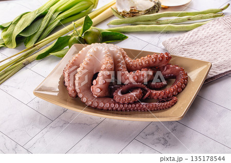 Gourmet boiled octopus in the plate 135178544