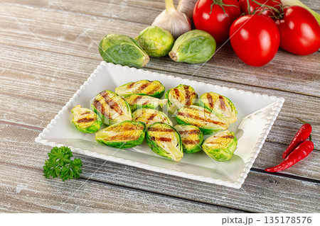 Vegan cuisine - Grilled brussels sprouts 135178576