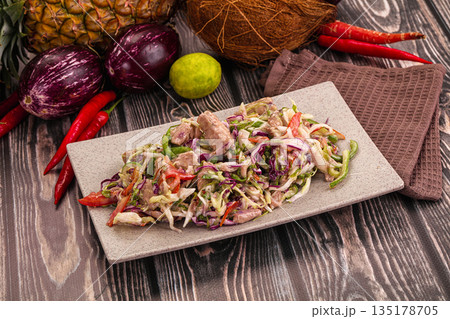 Salad with canned tuna and cabbage 135178705