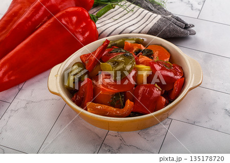 Marinated bell pepper paprika snack Marinated bell pepper paprika snack 135178720