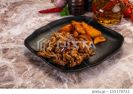 Baked shredded pork with potato Baked shredded pork with potato 135178722