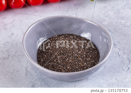 Vegan superfood dry chia seeds 135178753