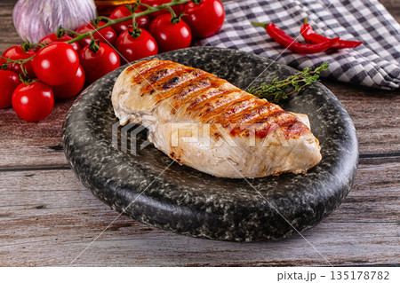 Grilled chicken breast fillet steak Grilled chicken breast fillet steak 135178782