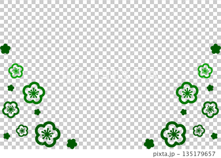 緑色の二種の花のシンプルなイラストの背景素材 135179657