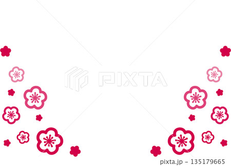 鮮やかなピンク色の二種の花のシンプルなイラストの背景素材 鮮やかなピンク色の二種の花のシンプルなイラストの背景素材 135179665