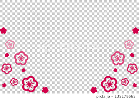 鮮やかなピンク色の二種の花のシンプルなイラストの背景素材 鮮やかなピンク色の二種の花のシンプルなイラストの背景素材 135179665