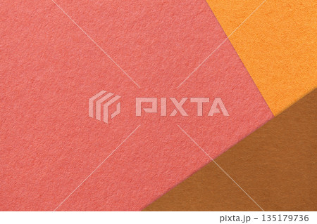 Abstract coral, orange and brown paper background with copy space. Template for presentation, banner, card design Abstract coral, orange and brown paper background with copy space. Template for presentation, banner, card design 135179736