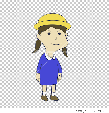 Illustration of a smiling female kindergartener | Simple material that can be used for entering, going to, and graduating from kindergarten Illustration of a smiling female kindergartener | Simple material that can be used for entering, going to, and graduating from kindergarten 135179920