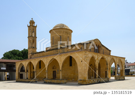 Historic stone architecture of Selimiye Mosque in the heart of Nicosia, Cyprus, under the bright summer sky 135181519