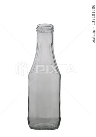 Glass Sauce or Ketchup Bottle on White Background Glass Sauce or Ketchup Bottle on White Background 135181586