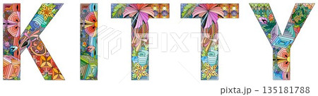 Word KITTY. Vector zentangle object for decoration Word KITTY. Vector zentangle object for decoration 135181788