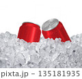 Can of cold beverage, ice cubea of juicy. Summer refreshing drink 135181935