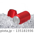 Can of cold beverage, ice cubea of juicy. Summer refreshing drink 135181936
