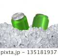 Can of cold beverage, ice cubea of juicy. Summer refreshing drink 135181937