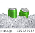 Can of cold beverage, ice cubea of juicy. Summer refreshing drink 135181938