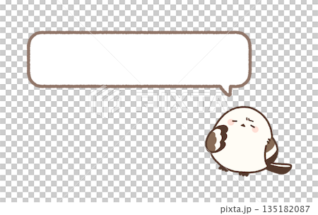 One-line message: Long-tailed tit and speech bubble (worried) One-line message: Long-tailed tit and speech bubble (worried) 135182087