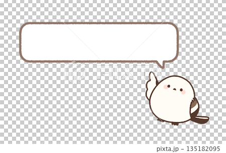 One-line message: Long-tailed tit and speech bubble (pointing) 135182095