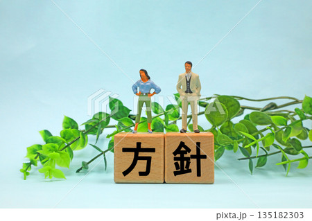 方針と書かれたブロック 135182303