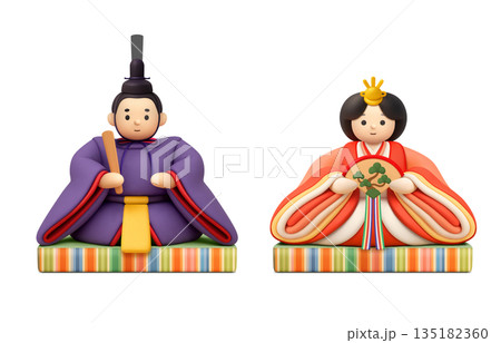 ひな祭り イラスト リアル 雛人形 3D 135182360