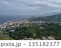 Aerial view Mountain Viewpoint of Bastia in the north of Corsica island - Genoese city overlooking the Mediterranean Sea Aerial view Mountain Viewpoint of Bastia in the north of Corsica island - Genoese city overlooking the Mediterranean Sea 135182377