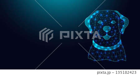 Low poly wireframe labrador retriever dog on...のイラスト素材 [135182423] - PIXTA