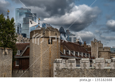 Tower Of London, UNESCO World Heritage Site And Skyline In London, United Kingdom  135182888