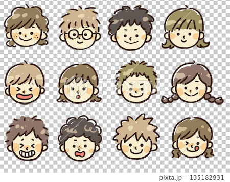 Child facial expression set 135182931