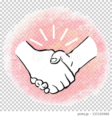 手繪握手插圖－象徵合作與同情 135183066