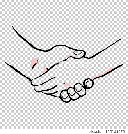 手繪握手的線條畫 135183076