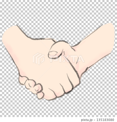 Hand-drawn illustration of shaking hands, watercolor style Hand-drawn illustration of shaking hands, watercolor style 135183080