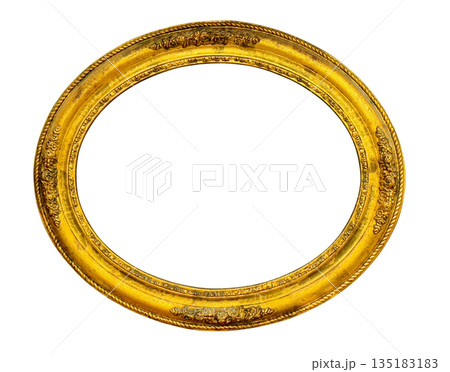 Ornate oval gold vintage picture frame with transparent background 135183183
