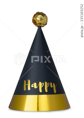 Real photo of party hat on white background 135183252