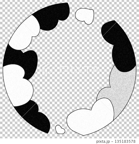 Cute hand-drawn heart background illustration, round heart frame, pen drawing style Cute hand-drawn heart background illustration, round heart frame, pen drawing style 135183578