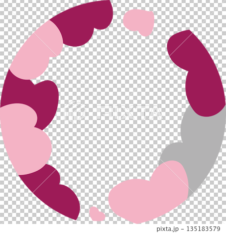 Cute pink hand-drawn heart background illustration, round heart frame Cute pink hand-drawn heart background illustration, round heart frame 135183579