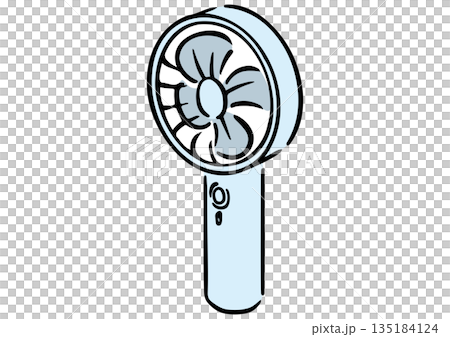 Isometric handheld fan. Hand drawn isometric. 135184124