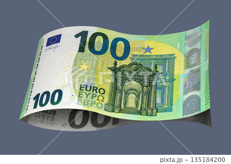 Curved banknote of hundred EURO on a dark background close up Curved banknote of hundred EURO on a dark background close up 135184200
