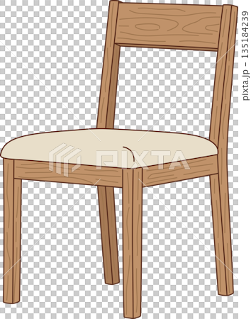 Minimalist Wooden Chair Illustration with Upholstered Seat for Cozy Home Interior Decor 135184239