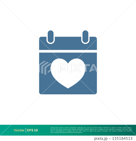 Love, Valentine Calendar Icon Vector Logo Template Illustration Design. Vector EPS 10. Love, Valentine Calendar Icon Vector Logo Template Illustration Design. Vector EPS 10. 135184513