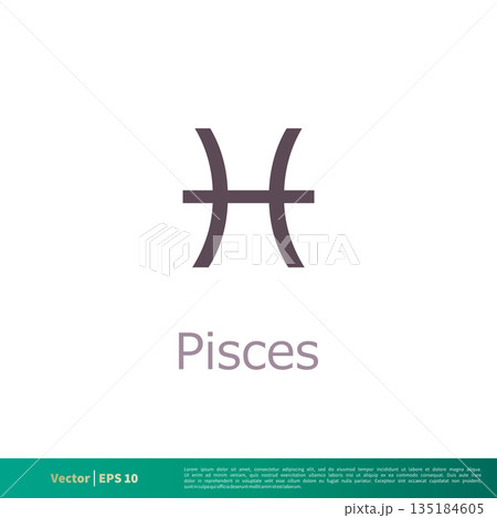 Pisces - Zodiac Sign Icon Vector Logo Template Illustration Design. Vector EPS 10. 135184605