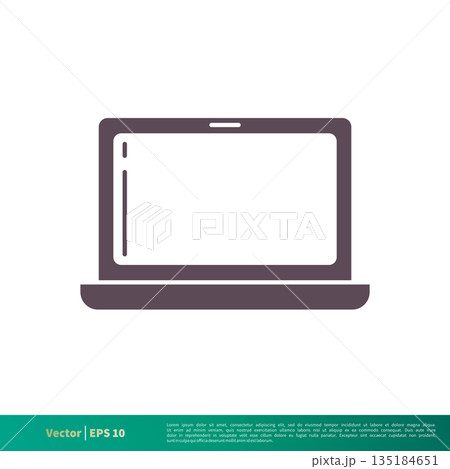 Notebook, Laptop Monitor Display Screen Icon Vector Logo Template Illustration Design. Vector EPS 10. 135184651