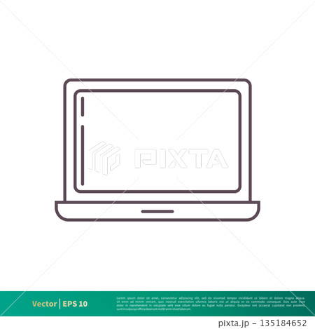 Notebook, Laptop Monitor Display Screen Icon Vector Logo Template Illustration Design. Vector EPS 10. 135184652