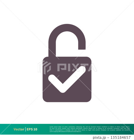 Padlock Check Mark Icon Vector Logo Template Illustration Design. Vector EPS 10. Padlock Check Mark Icon Vector Logo Template Illustration Design. Vector EPS 10. 135184657