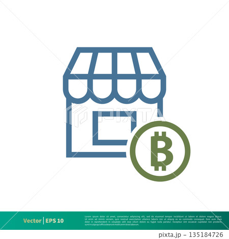 Bitcoin Shop, Store Icon Vector Logo Template Illustration Design. Vector EPS 10. 135184726