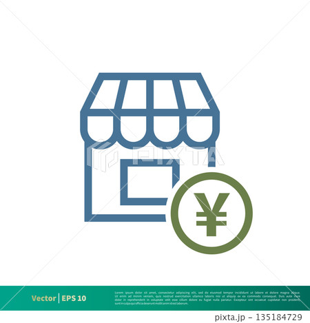 Yen Shop, Store Icon Vector Logo Template Illustration Design. Vector EPS 10. 135184729