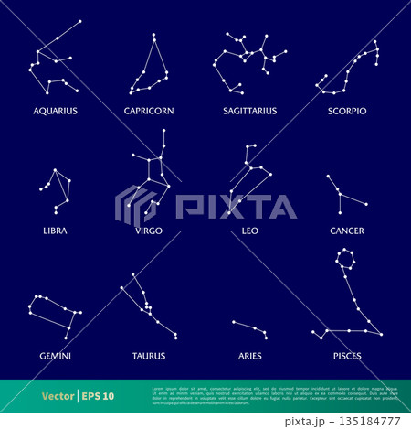 Set Astronomy Constellation Star Icon Vector Logo Template Illustration Design. Vector EPS 10. 135184777